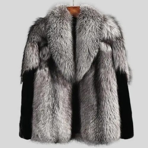 2022NewMensGrayFoxFurCoatMen sMinkFurCoatShortWinterWarmCoatsFurJacket3