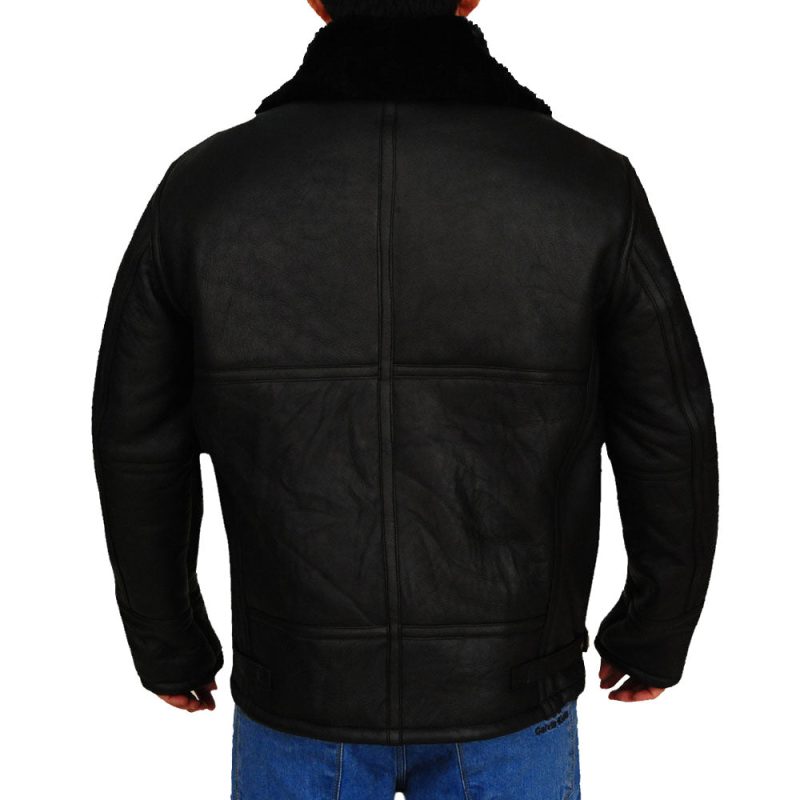 B3 Aviator Bomber Sheepskin Black Jacket back