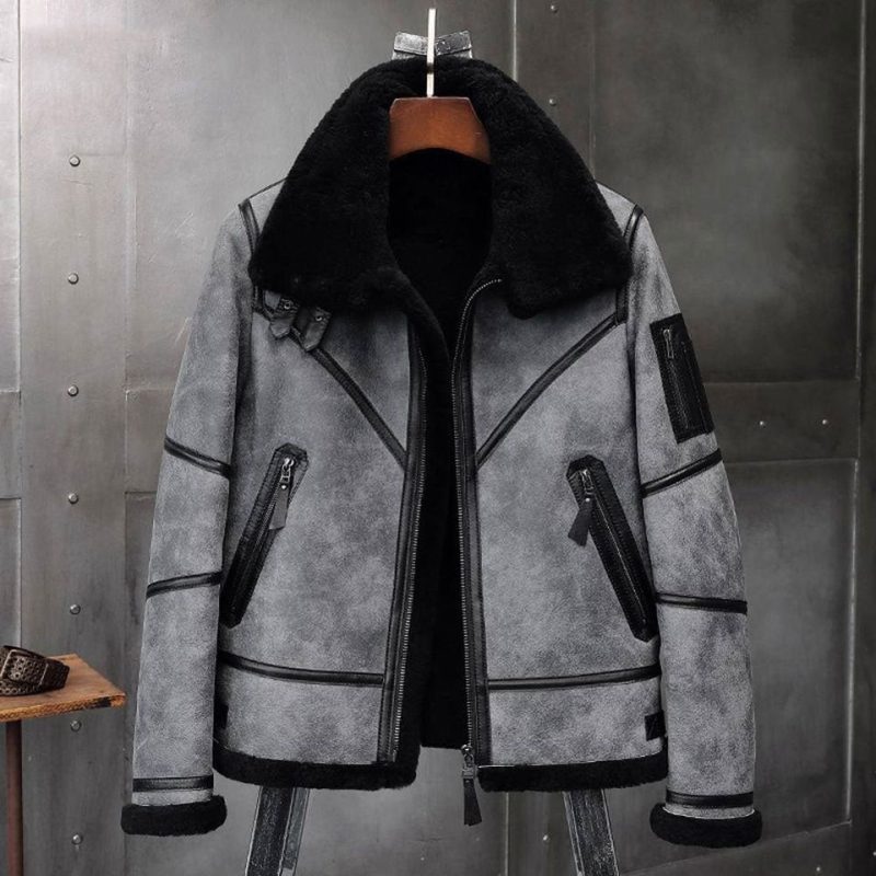 B3 Bomber Jacket Gray Shearling Jacket