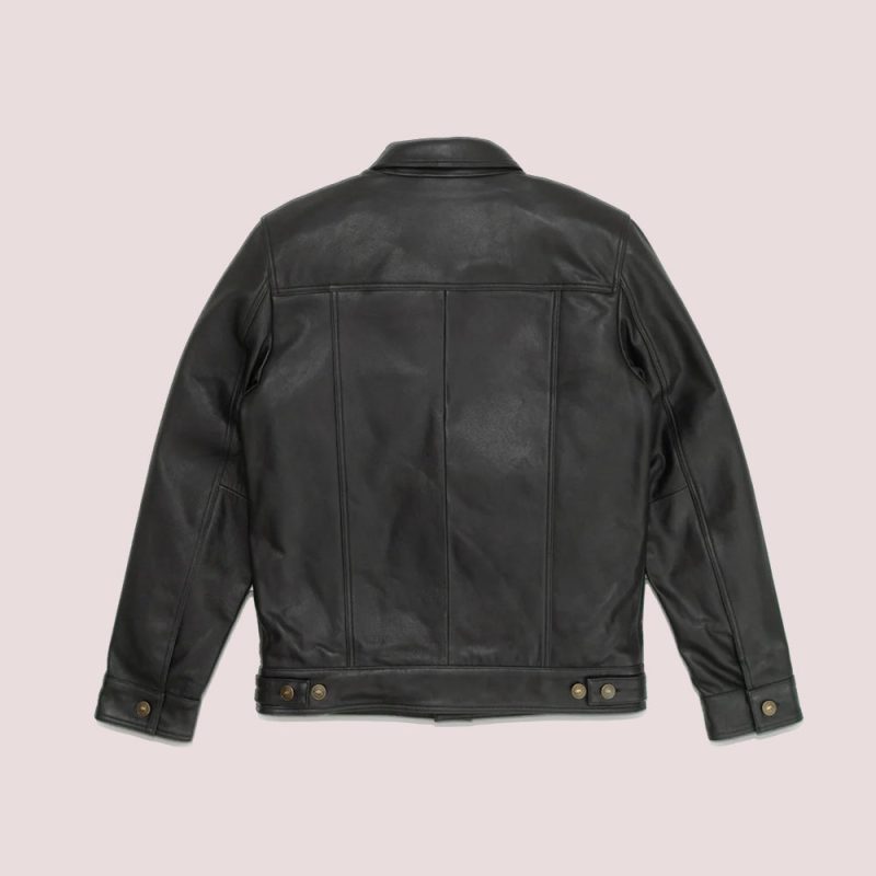 B3BlackMensRuggedStyleSheepskinLeatherMotorcycleJacket3