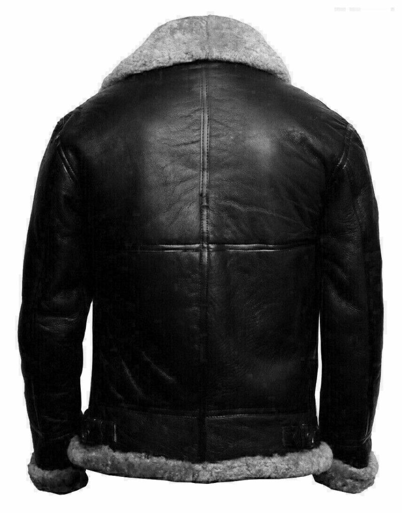 B3BomberFlyingRAFAviatorRealSheepSkinFurCollarLeatherJacketforMen2