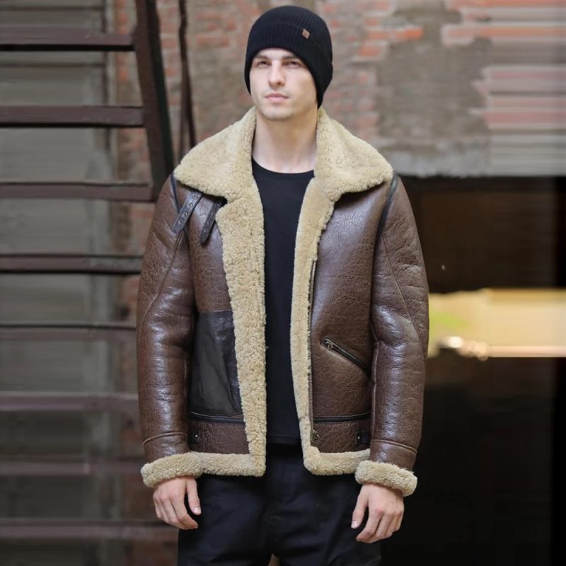 BestMensB3FlightAviatorShearlingSheepskinLeatherJacket2