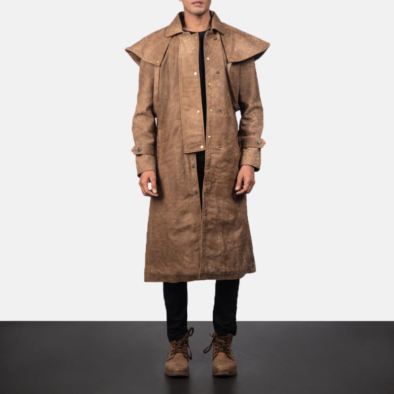 BrownLeatherDusterCoatMens