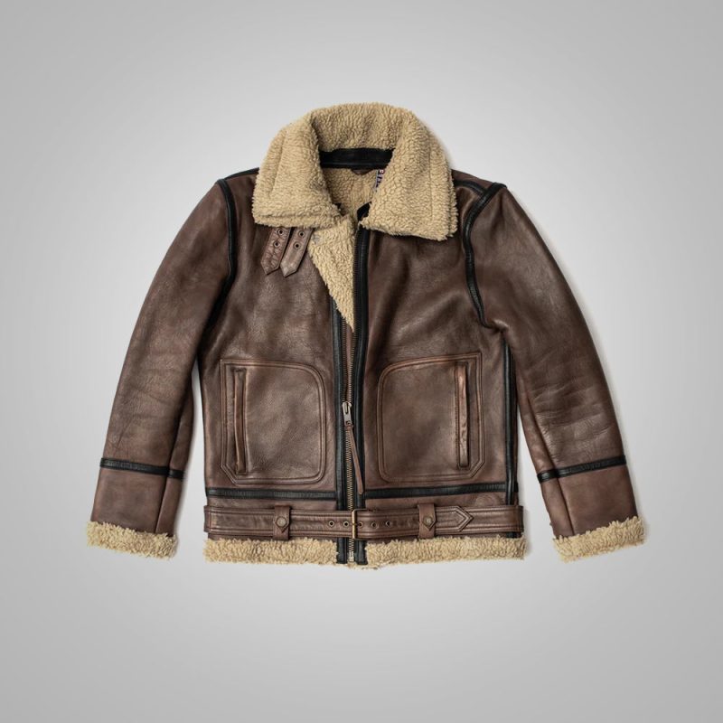 BrownSheepskinJacketForMenwithsherpalining