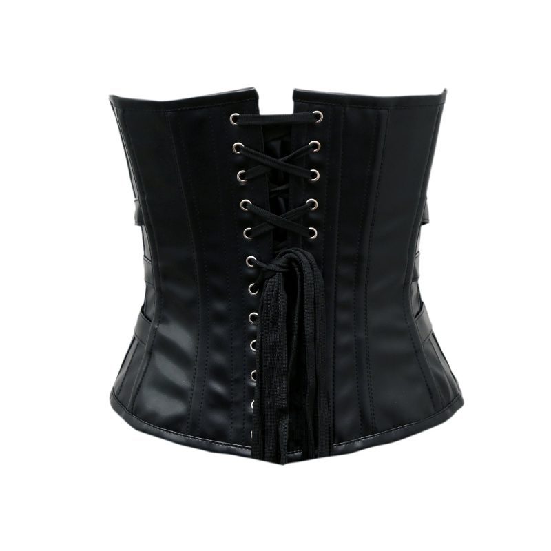 CQ 4047 B FAUXLEATHERSTEELBONEDOVERBUSTCORSETBYCORSETSQUEEN.COM