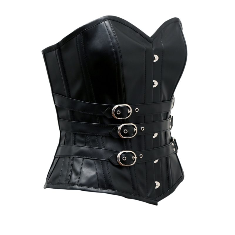 CQ 4047 S1 FAUXLEATHERSTEELBONEDOVERBUSTCORSETBYCORSETSQUEEN.COM