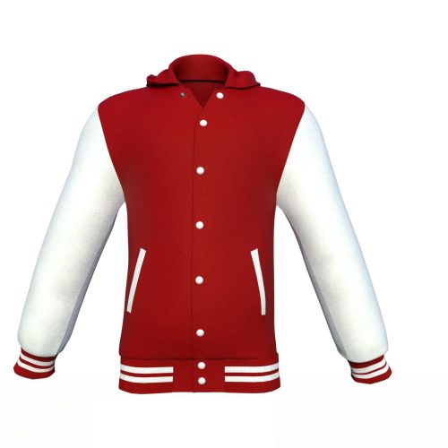 Maroon Varsity Letterman Jacket with White Sleeves - Shearling leather