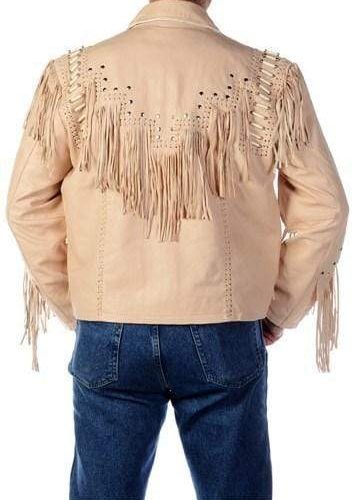 Cowboy Leather JacketWestern Men 1980 Cowboy Cream Color Fringe Jackets2