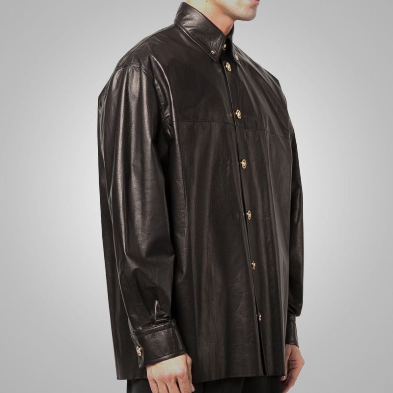 CustomFullSleevesBlackLeatherShirt2