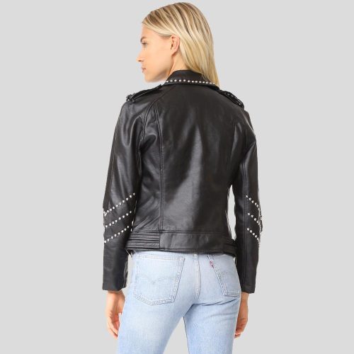 DaniBlackStuddedLeatherJacket2