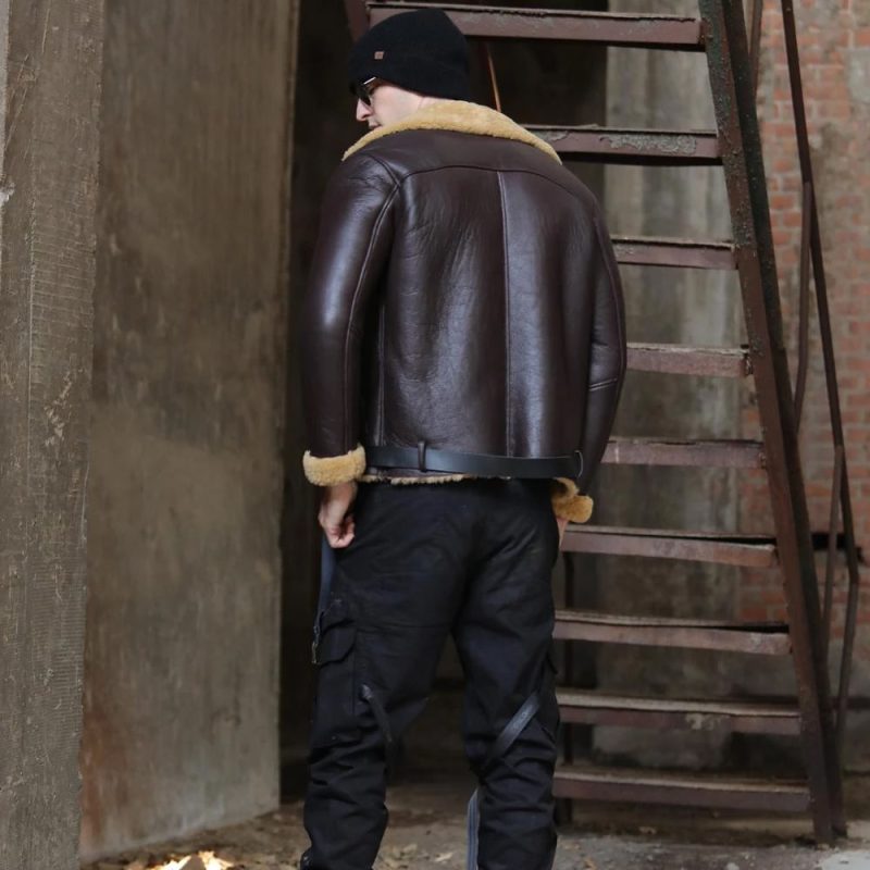 DarkBrownB3FlightShearlingSheepskinLeatherJacket