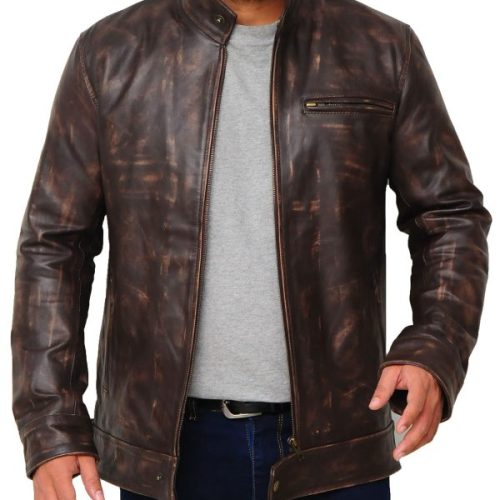 Distressed brown leather jacket 6bcdfea3 0691 49f1 a974 abbe3ba56b9f