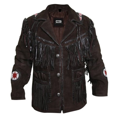 Edgy chocolate leather jacket with Fringes 2