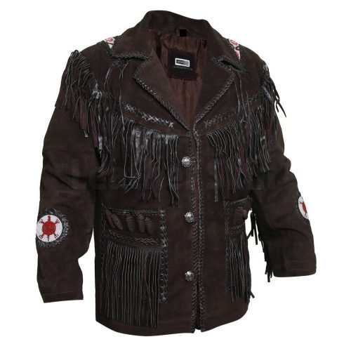 Edgy chocolate leather jacket with Fringes 3