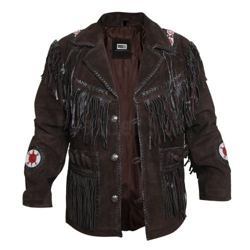 Edgy chocolate leather jacket with Fringes 5