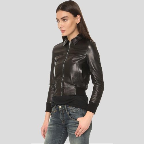 HalleBlackBomberLeatherJacket3