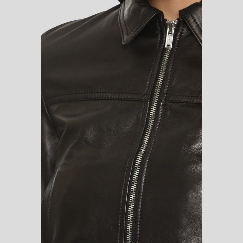 HalleBlackBomberLeatherJacket5