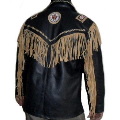 Leather Jacket Western Wear Cowboy Mens Suede Leather Jacket Western Wear BACK SIDE