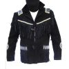 Men's Fringe Jacket Western Wear Cowboy Black Suede Jacket - Shearling leather