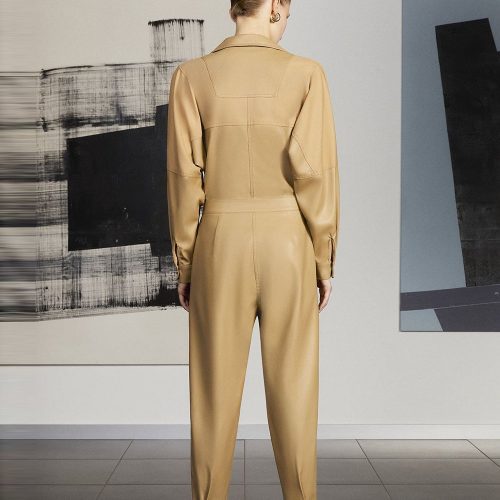 LightBrownWomen sOnePieceLeatherDressJumpsuit