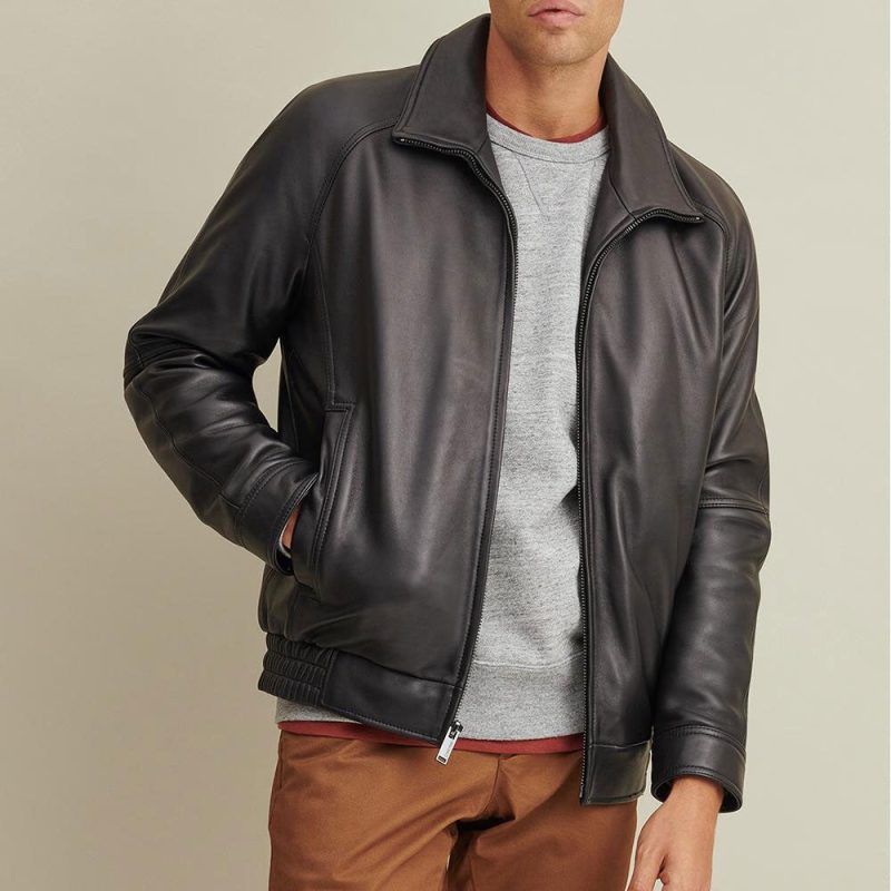 Lined Leather Bomber1