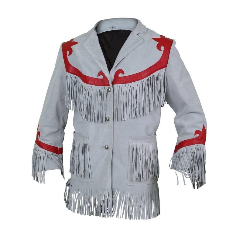 Luxurious Cloud Leather Blazer with Fringes 1