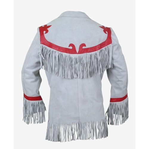 Luxurious Cloud Leather Blazer with Fringes 3