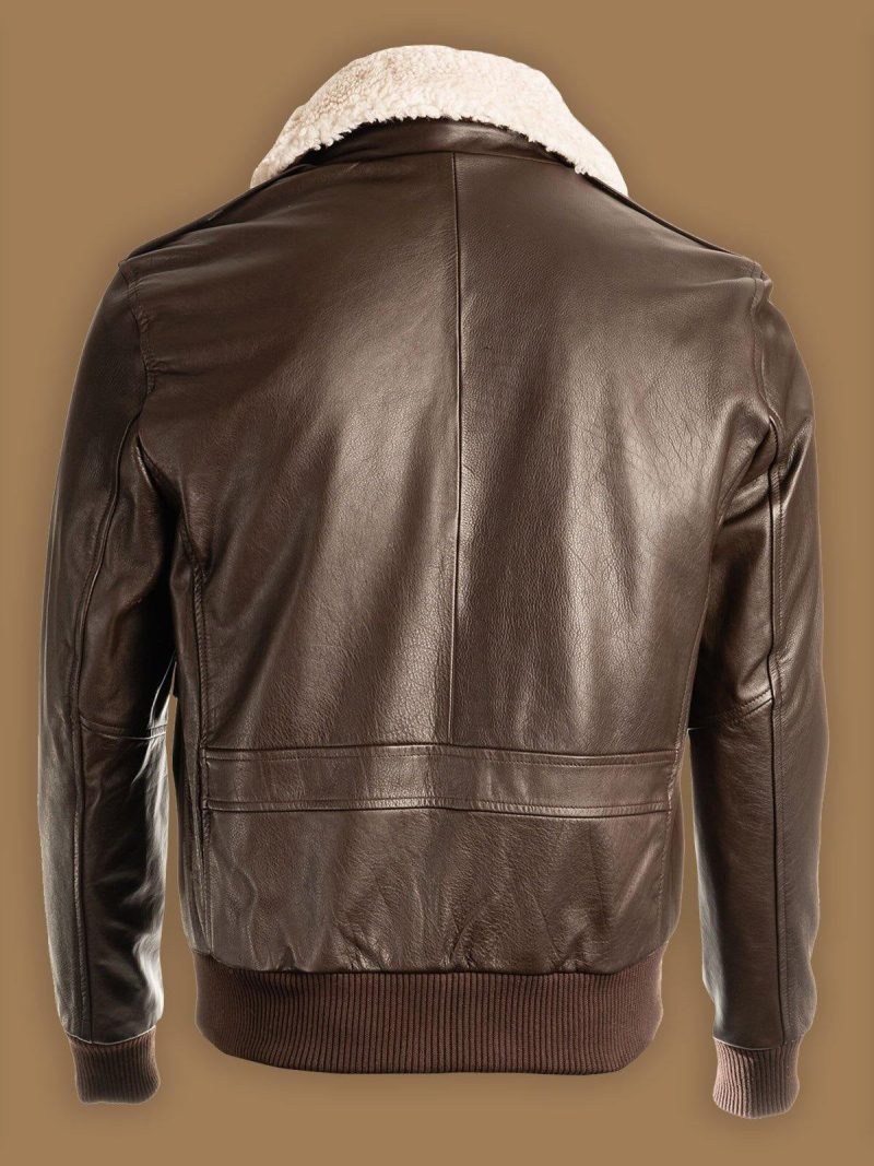 MEN BROWN PILOT BOMBER SHEARLING JACKET