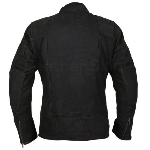 Men Black Suede Belted Leather Jacket with Zippers on Shoulders 3