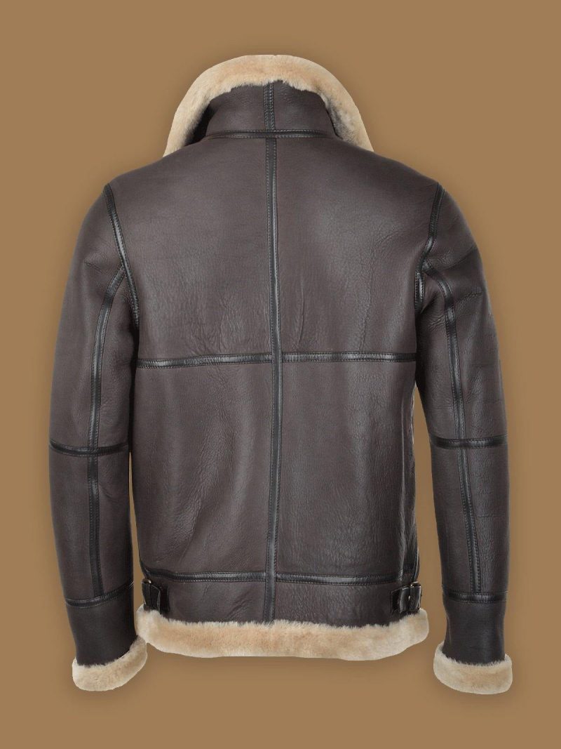 Men Dark Brown RAF Shearling Bomber Leather Jacket a5830394 a4bb 40f3 a8af dc2cb0fdd9f1