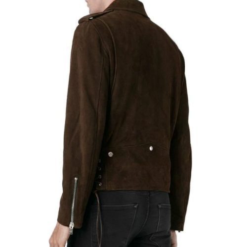 Men Fringe Motorcycle Jacket Men ClothingMen Cow Boy Brown Western Jacket side image