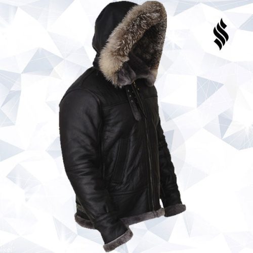 Men Shearling Jacket With Hoodie