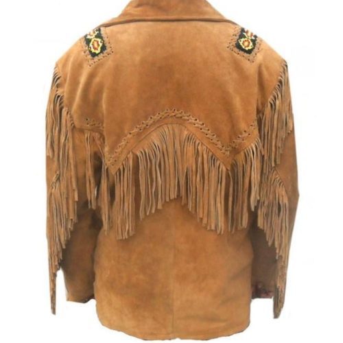 Men Tan Suede Leather Jacket Cowboy Jacket Tan Jacket Men Western Jacket BACK IMAGE