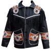 Men's Western Leather Jacket, Handmade Black Leather jacket - Shearling leather