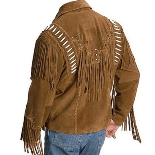 Men Western Leather JacketSuede Leather Cowboy Jacket Leather Jacket Men BACK SIDE