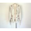 White Cowboy Genuine Leather Jacket, Cowboy Leather Jacket With Fringes - Shearling leather