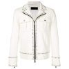 White Studded Leather Jacket Motorcycle Fashion Leather Jacket - Shearling leather