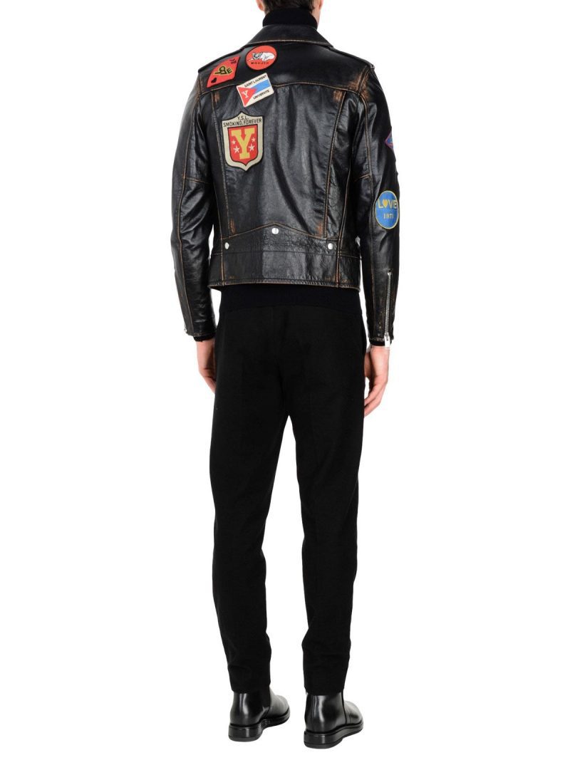 MenBikerLogoLeatherJacket2