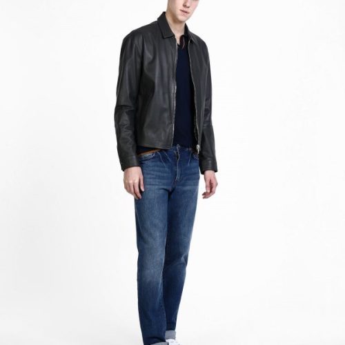 MenBlackShirtLeatherJacket