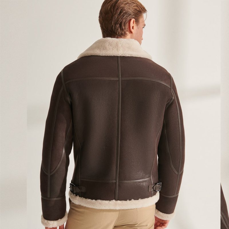 MenBrownPilotShearlingLeatherJacket