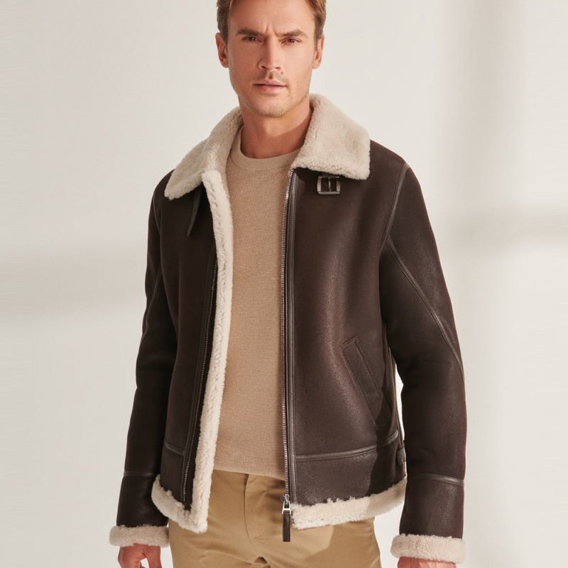 MenBrownPilotShearlingLeatherJacket2