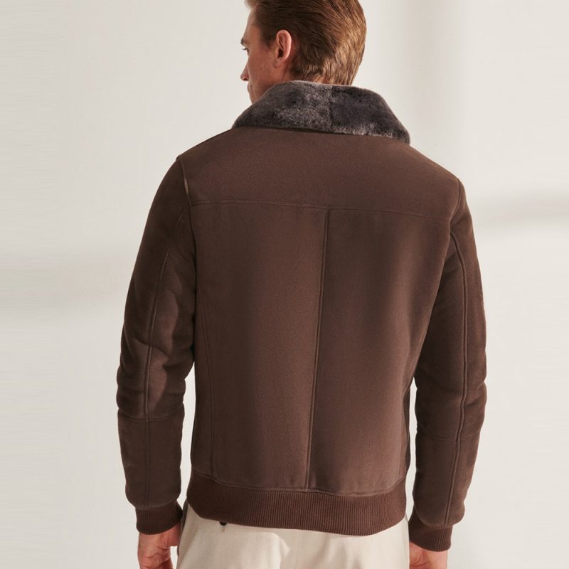 MenBrownSportsShearlingLeatherJacket