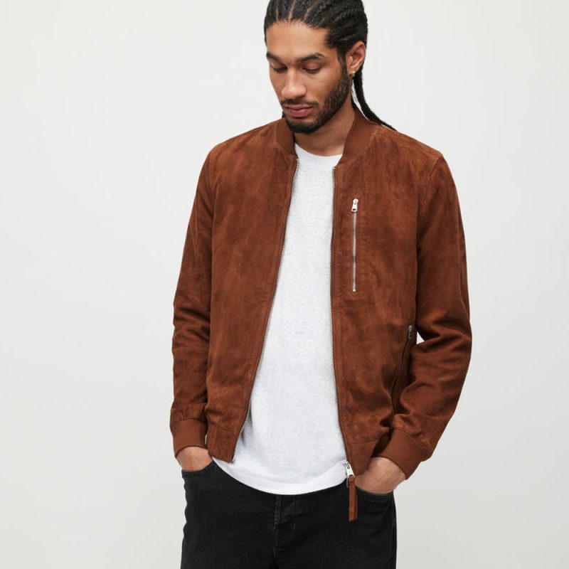 MenClassicBrownSuedeLeatherBomberJacket2