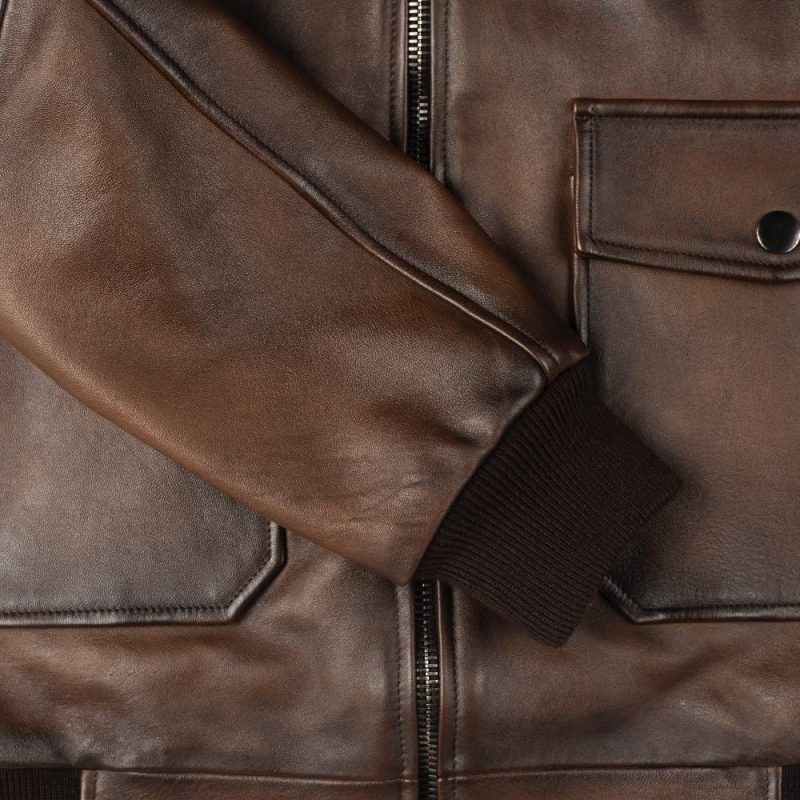 MenG 1FlightChocolateBrownGenuineLeatherBomberJacket2