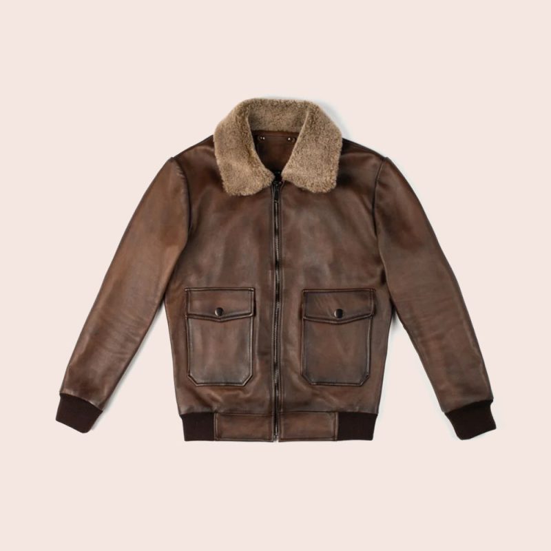 MenG 1FlightChocolateBrownGenuineLeatherBomberJacket5