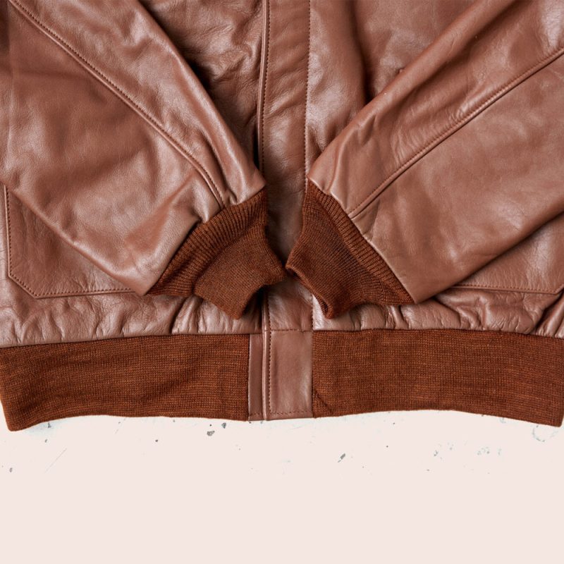 MenLambskinPlainBrownA2LeatherBomberJacket2