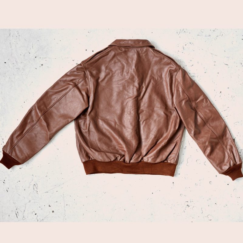 MenLambskinPlainBrownA2LeatherBomberJacket3