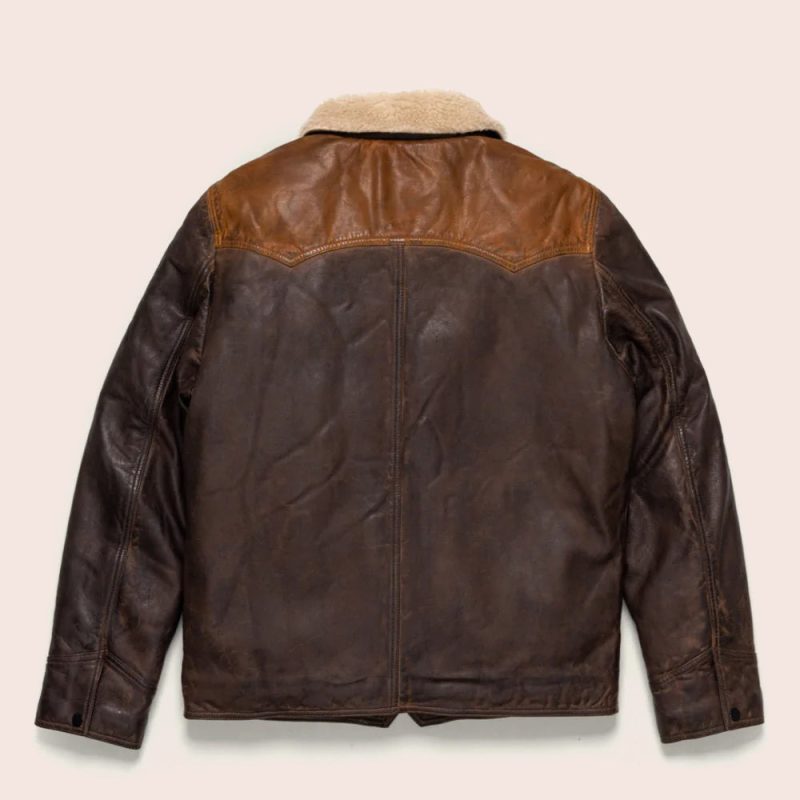 MenSheepskinDoubleToneBrownSherpaLeatherJacket2