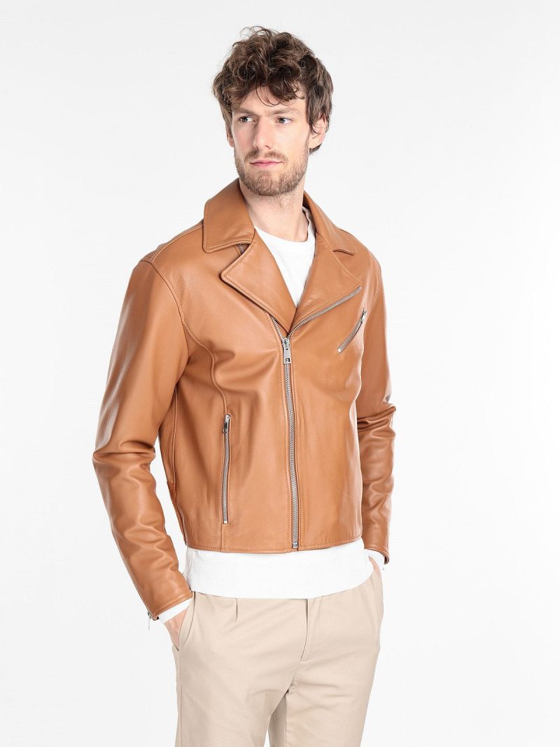 MenTanBrownBikerLeatherJacket2