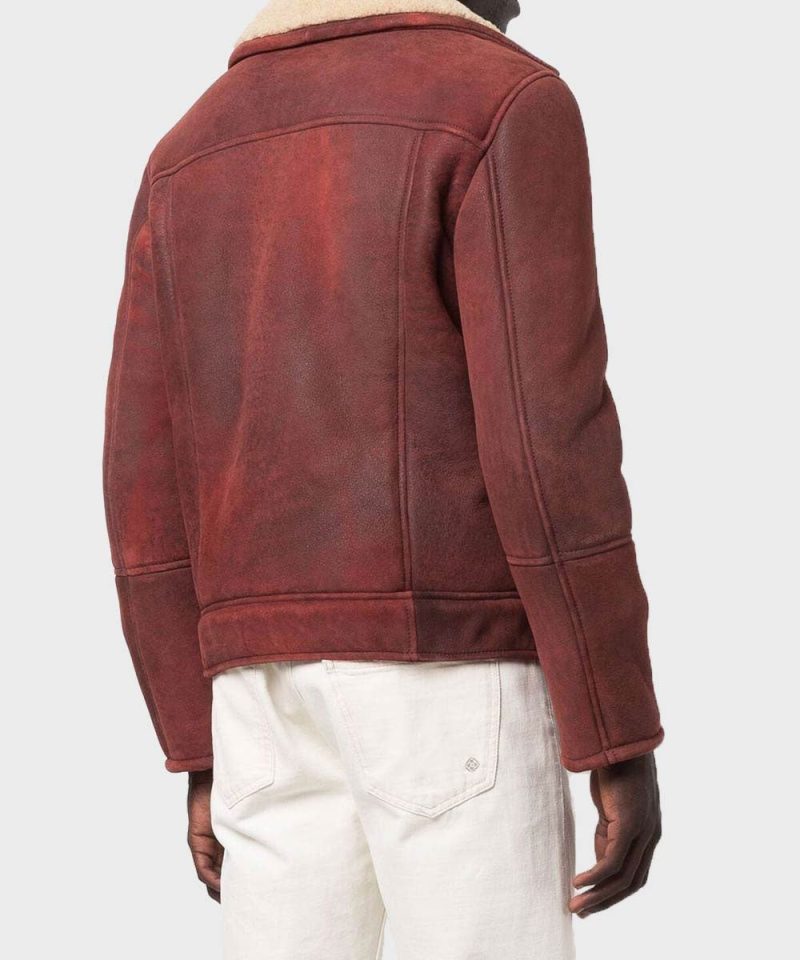 Men s Shearling Burgundy Leather Jacket1